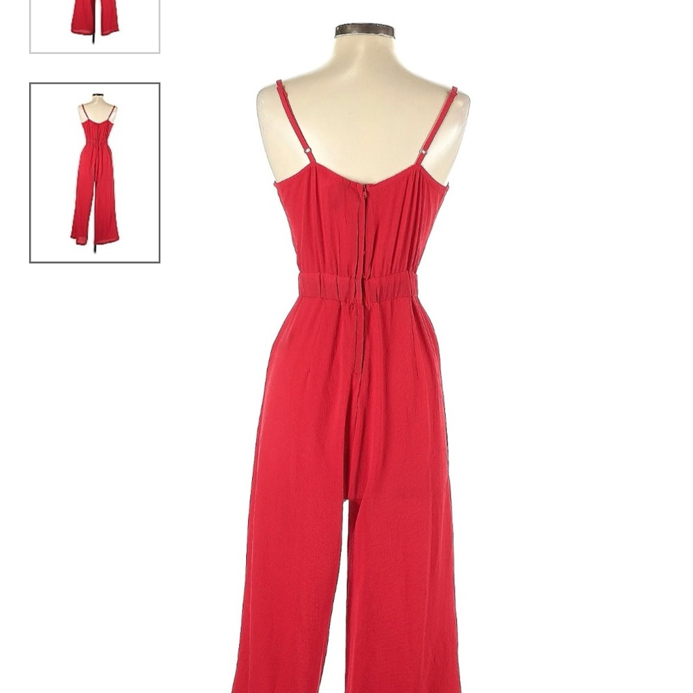 Red Tie-Front Jumpsuit